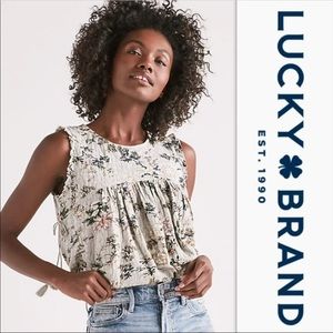 (M) Lucky Brand tassel tie babydoll top